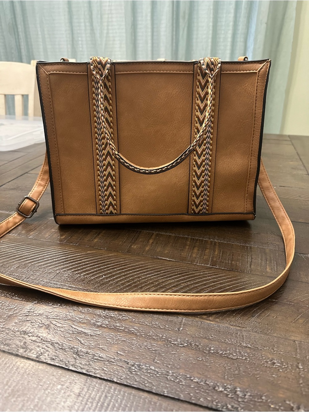 Source Unknown Tan Crossbody Bag with Braided Straps
